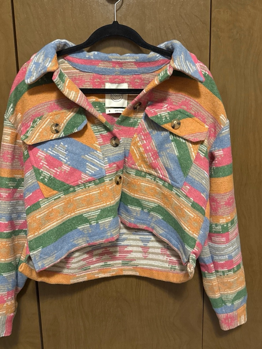 Stoosh Pastel Multi-Color Cropped Knit Jacket